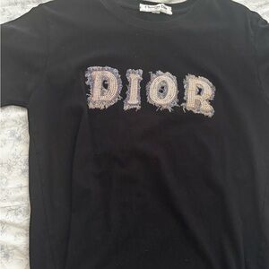 Dior Black Tee with Embellished Design